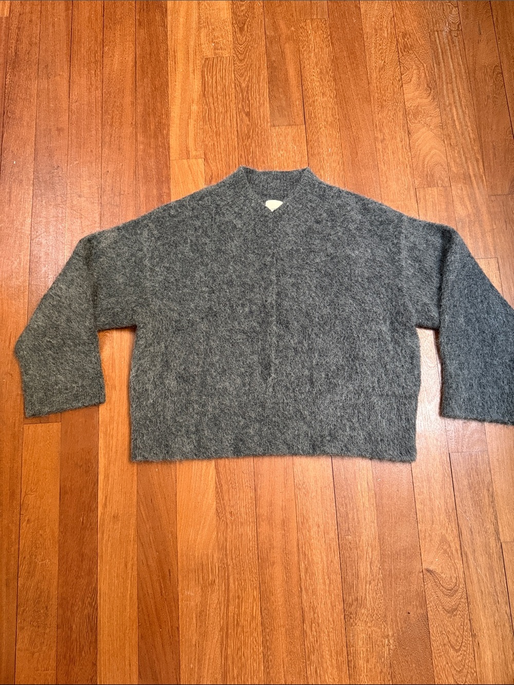 H&M Premium Collection Dark Gray Mohair Wool Blend Fuzzy Oversized Sweater XL
